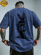 Warner Authorized WB Sunglasses Cool Rabbit Bags Beverage Quick Print Men'S Short Sleeve T-Shirt, Summer Comfortable Outdoor Top, Fashionable And Easy, Suitable for Daily Wearing, As a Friend Gathering Outfit - Royal Blue