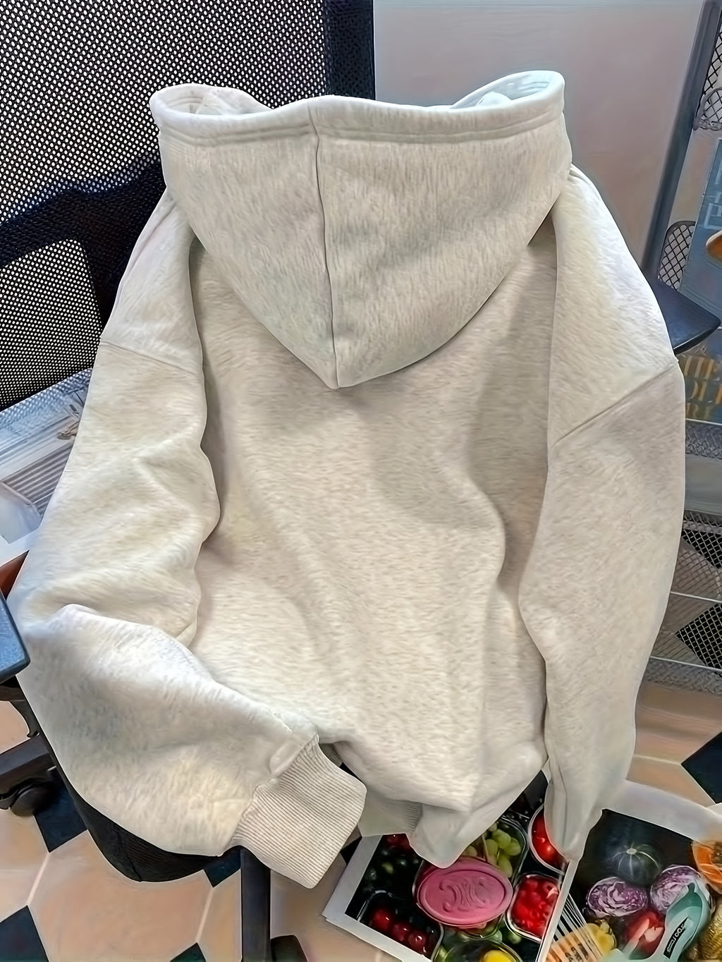 D92 - A Women'S Hooded Sweatshirt, Trendy Creative Letter Pattern Print, Beautiful Fashionable Loose Autumn And Winter New Versatile Casual Sweatshirt, Women'S Clothing, Solely Tops/No Bottoms - QHH4089 - White Flower Gray