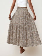 Women'S Elegant Floral Print A-Line Maxi Dress with Pockets - Long Flowing Floor-Length Skirt, Loose Fit Casual to Semi-Formal Outfits, All-season Versatile Everyday & Special Occasion Dress, Floral Print Dress, Comfortable Wear, Stylish Women - Khaki