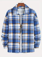 Men'S Fashion Plush Coat, Winter Style Lapel Button-Design Knit Plush Jacket, Suitable for Men'S Casual Wear, Warm Top for Daily Commute, Versatile Outerwear, Men'S Gift - Blue