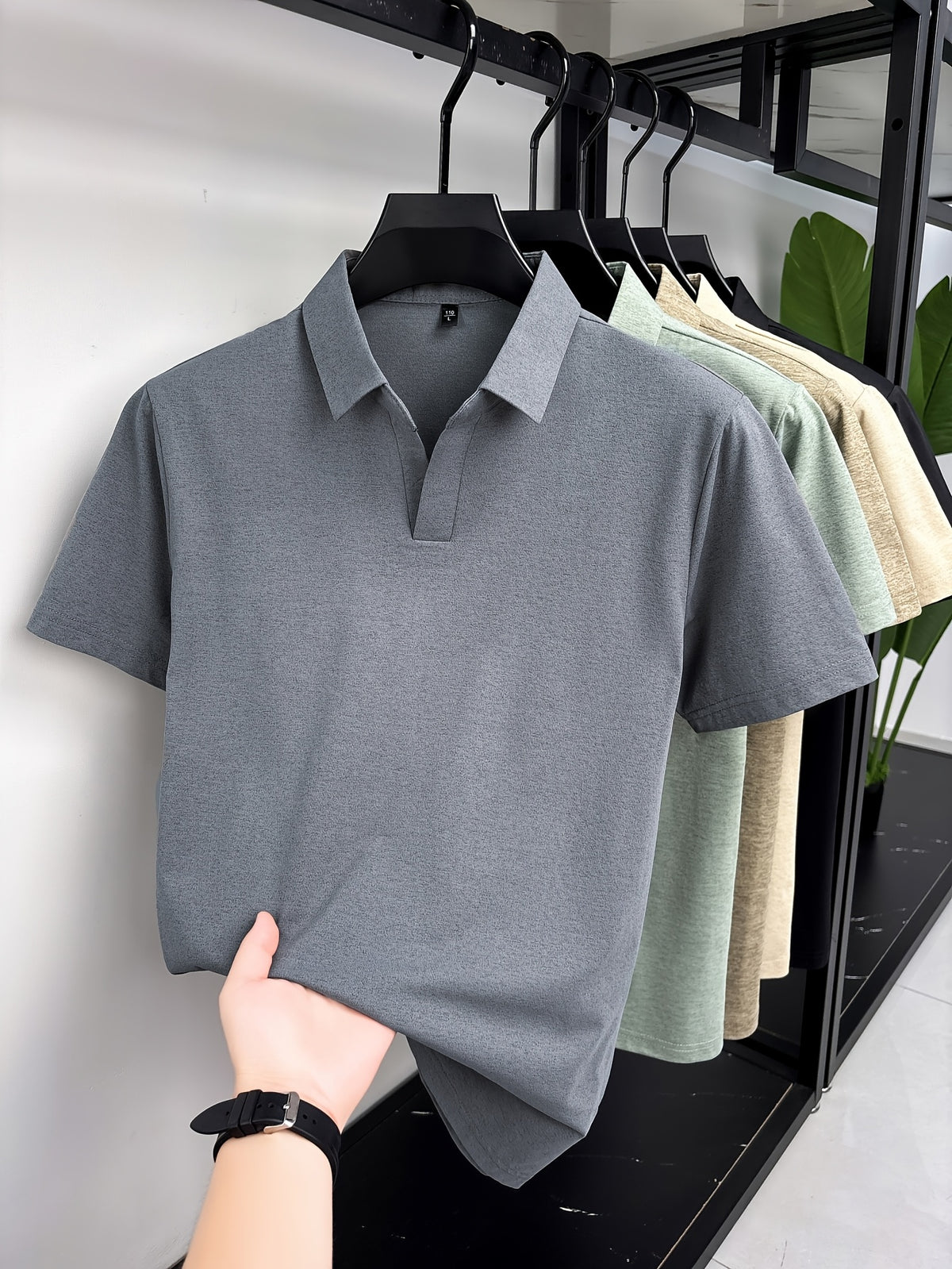 Minimalist Urban Short Sleeve Polo Shirt Breathable Daily Commute - Grey