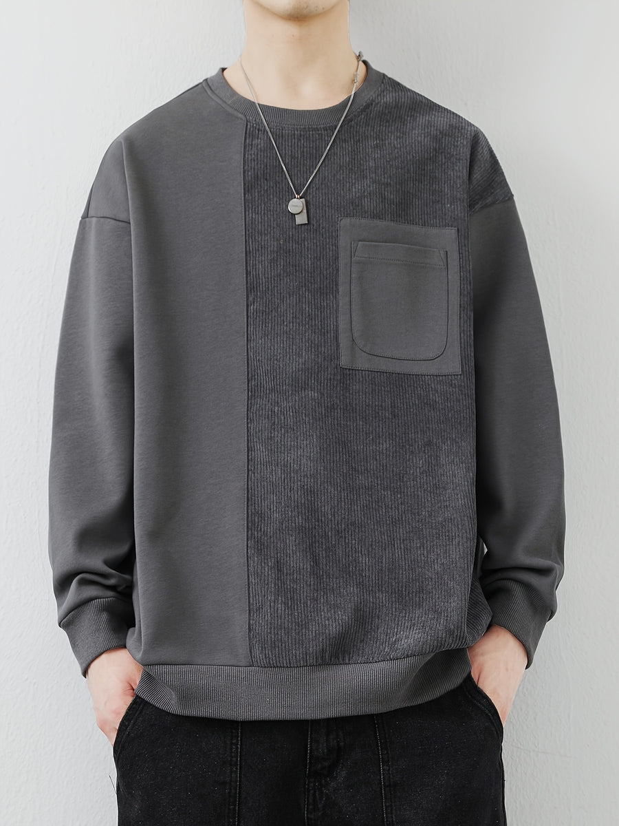 Shulei Water OBM Spring New Men'S Fashion Sweatshirt Round Neck Men'S Pullover Men'S Clothing Men'S Casual Athletic Wear - Dark Gray
