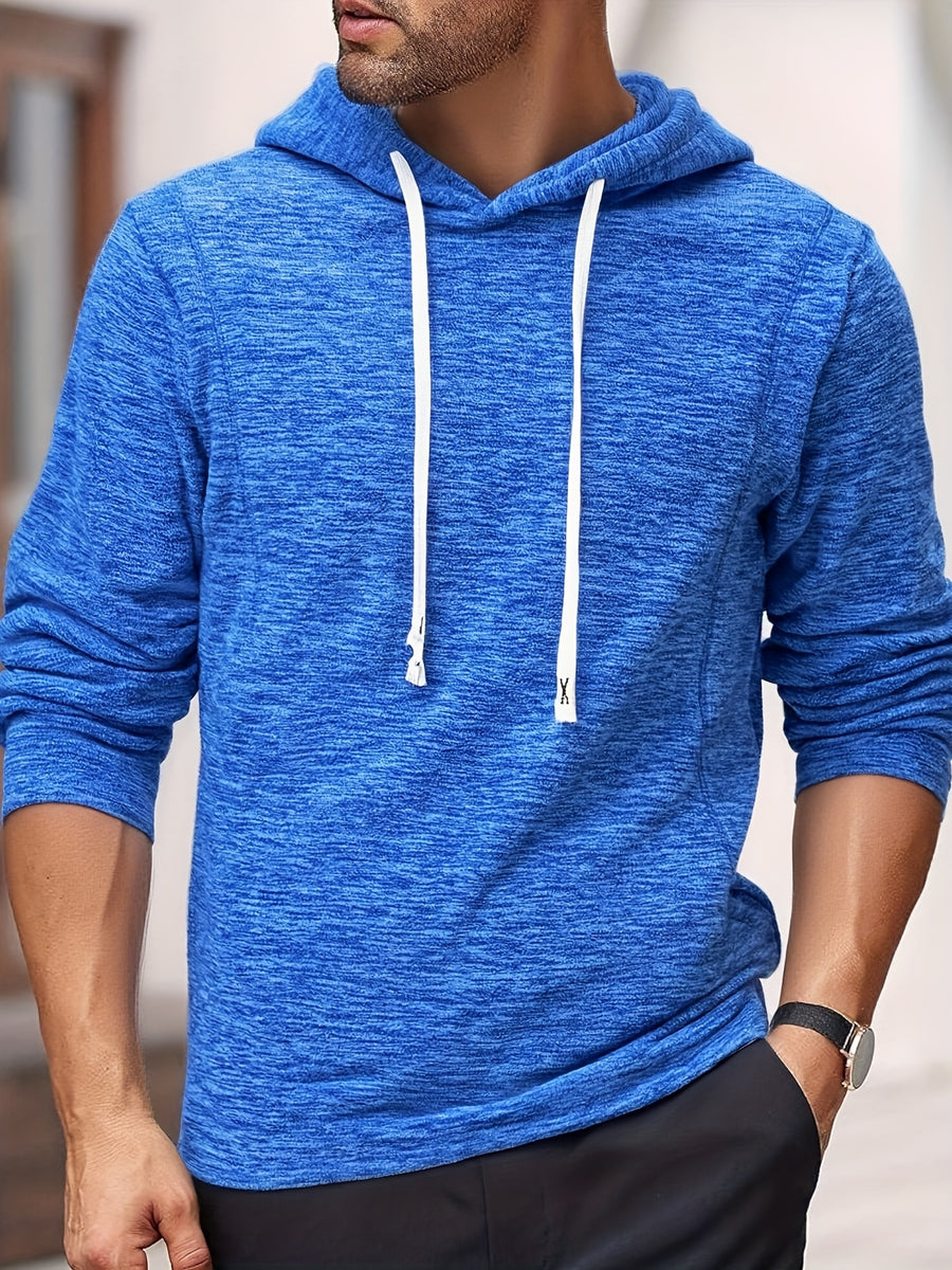 KJ-W024 Fleece Hooded Sweatshirt Jacket with Buttons, Autumn And Winter Plus Size Men'S Casual Outerwear, Stylish And Unique - Blue