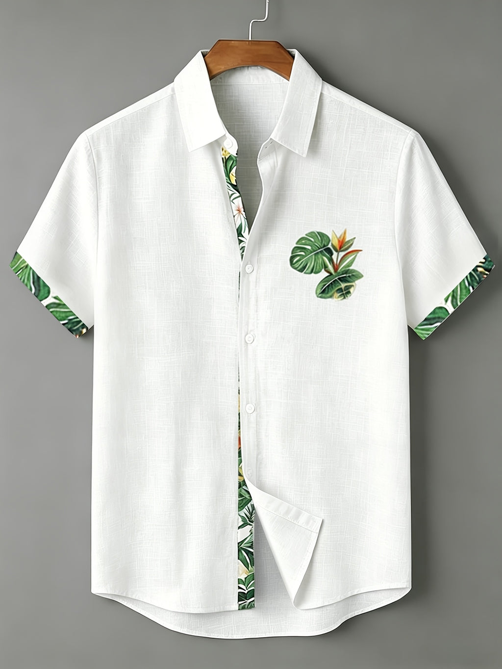 100% Men'S Casual Short Sleeve Shirt, Pure Fabric with Print And Color Block Design for Summer, Beach Vacation Style Blouse, Fabric Is Sweat-Absorbent And Breathable, Great Gift for Boyfriend And Husband, Suitable for Outdoor Travel Or Vacation - Ivory White