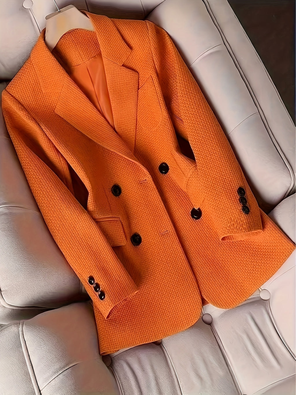 New Orange Women's Blazer, Casual and Versatile with a Unique Design, Trendy Niche Suit Top - Orange