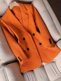 New Orange Women's Blazer, Casual and Versatile with a Unique Design, Trendy Niche Suit Top - Orange