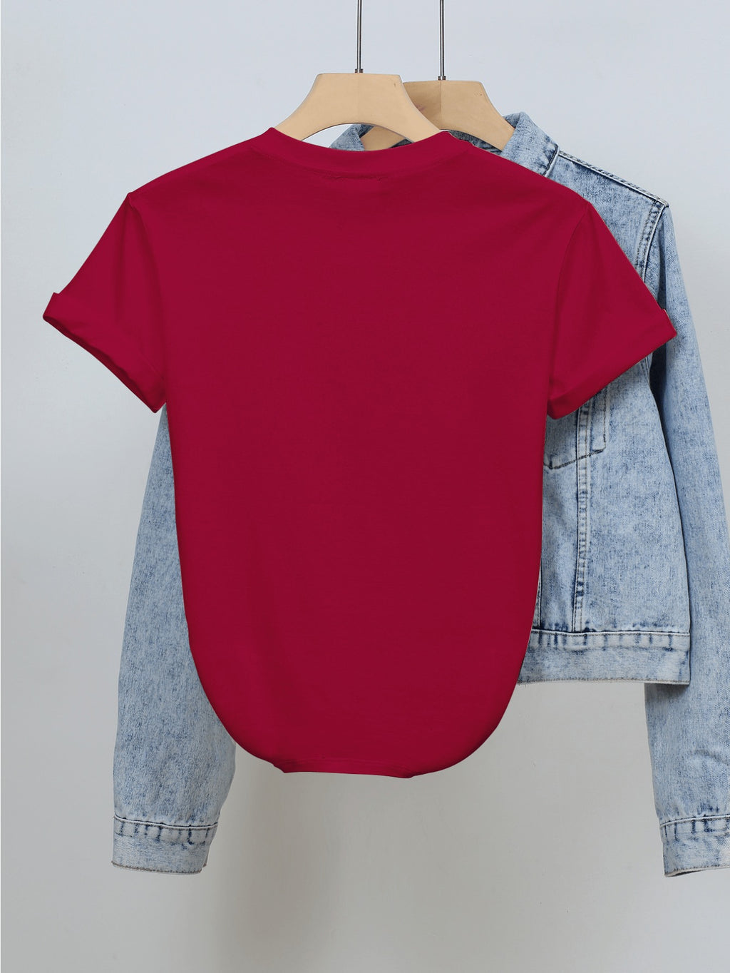 Disney Licensed Women'S Popular Printed Graphic T-Shirt Featuring Mickey And Minnie in a Trendy Street Style. This Short-Sleeve, Round-Neck Tee Has Multiple Prints on The Sleeves - Red