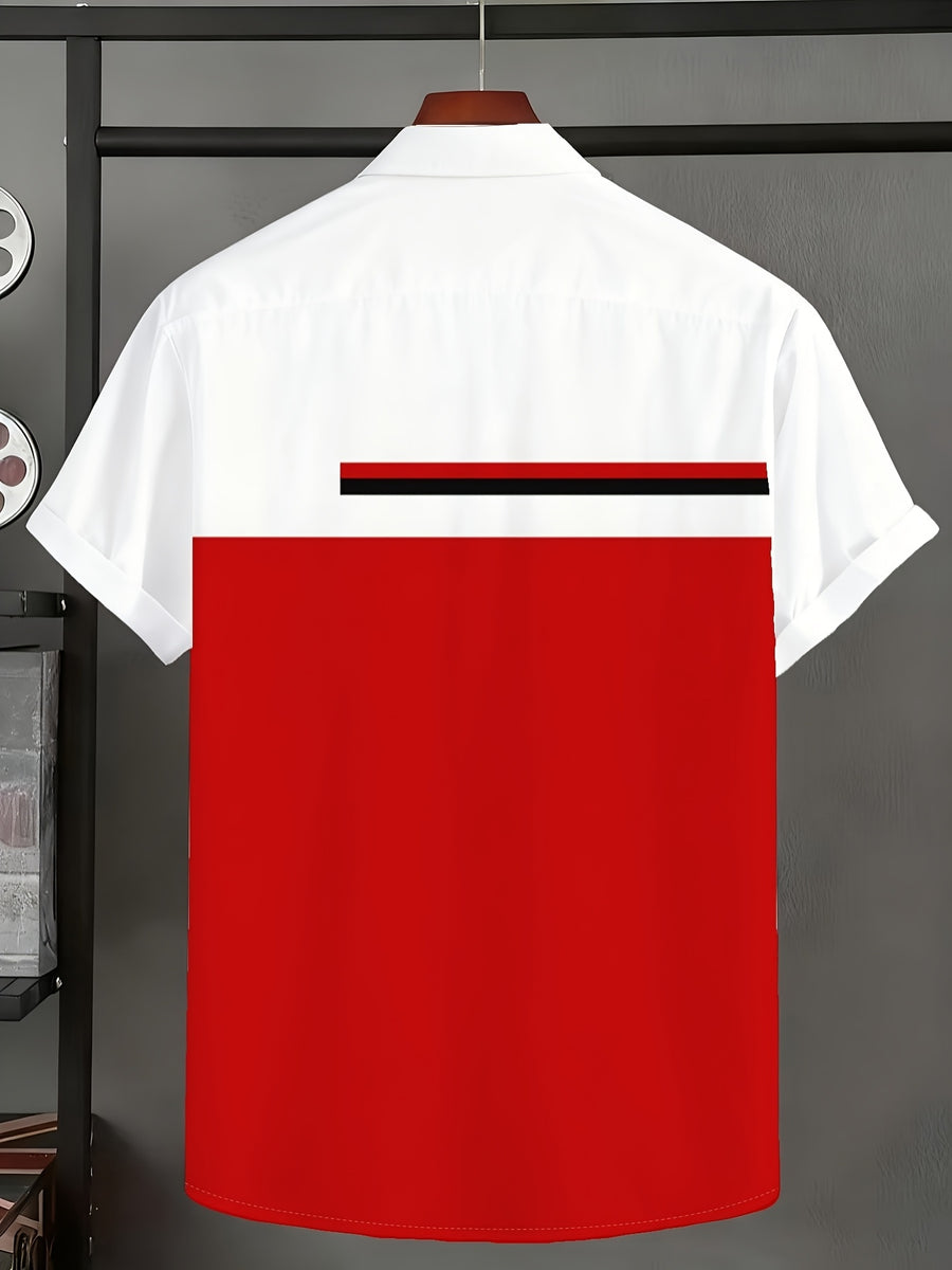 Fashionable and Minimalist Men's Shirt, 3D Printed Men's Summer New Short-Sleeve Shirt - Mixed Color 1