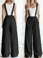Women's Overalls Pants, Street Style with a Hot and  Fashion Statement, Adjustable Metal Buckle Straps, Casual Wear for Women, Y, Loose Fit, Elastic Waistband, Women's Casual and Elegant Overalls Pants, Wilderness - Black