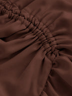 New Fashion Asymmetrical Pleated Hem Design Multi-layered Women's Skirt - Brown