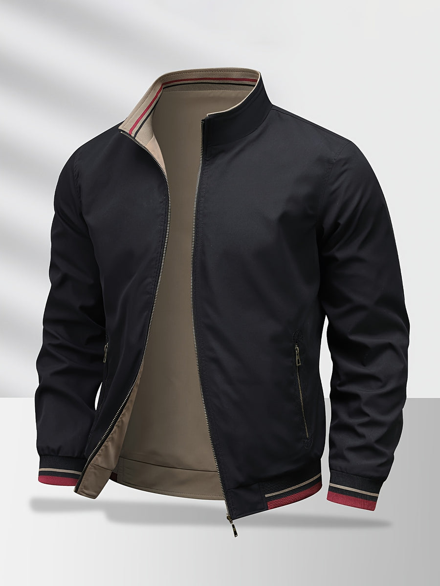 Men'S Jacket, Business Commute Biker Casual Flight Jacket, Casual Sports All-Match Jacket, Perfect Gift for Halloween, Christmas, And Valentine'S Day, Ideal Present - Black