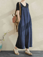 2026 New Style Loose Fit Casual Women's Pocket Overalls Summer Cargo Pants - Blue