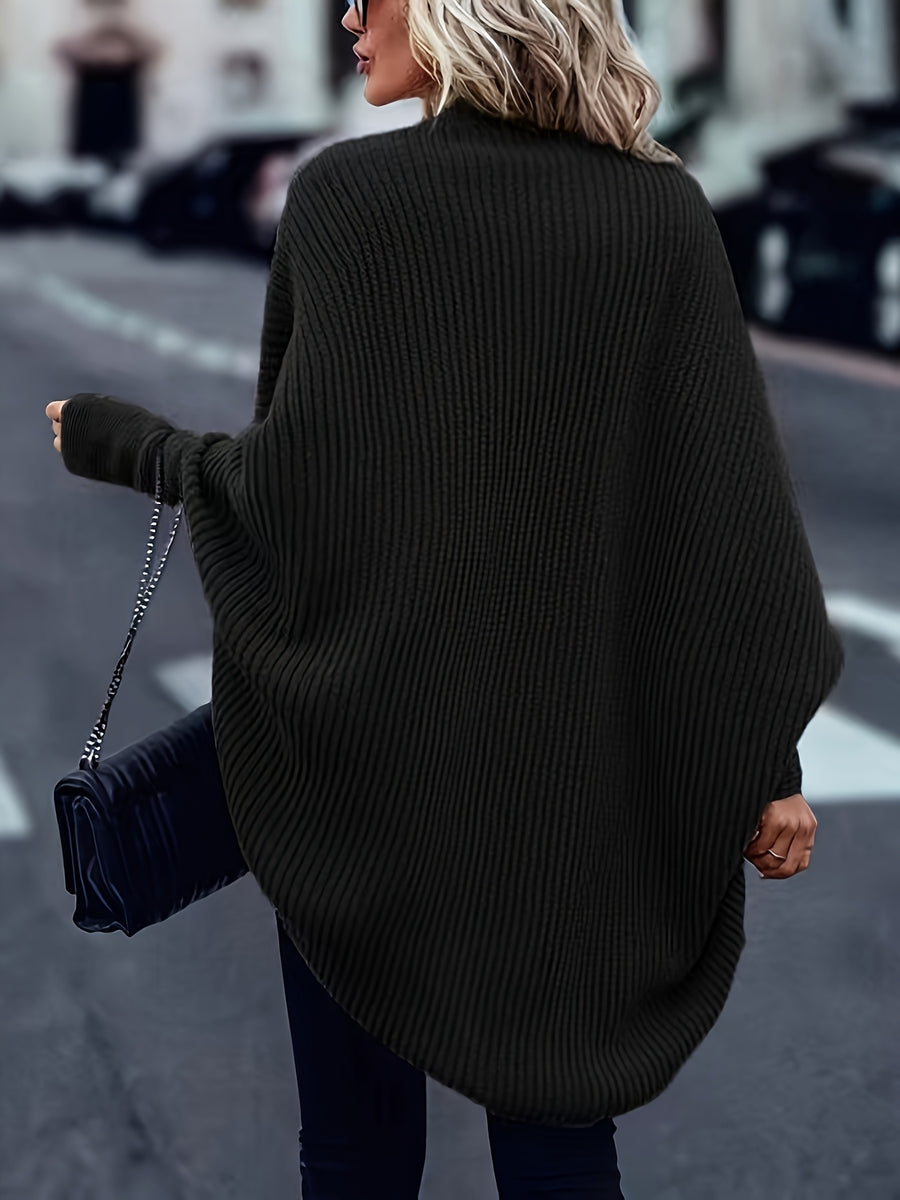 New Autumn And Winter Collection of Popular Casual Fashion Loose And Easy Versatile Elegant Retro Long-Sleeve Shawl Women'S Cardigan Top - Black