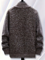 1pc Single Piece Men'S Autumn And Winter Stand Up Collar Knitted Sweater Jacket, Autumn And Winter Knitted Sweater Zipper Cardigan, Casual Thick Warm Sweater Jacket (Solely Includes 1 Jacket) - Coffee Color