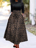 Leopard Print Skirt - Dark Brown