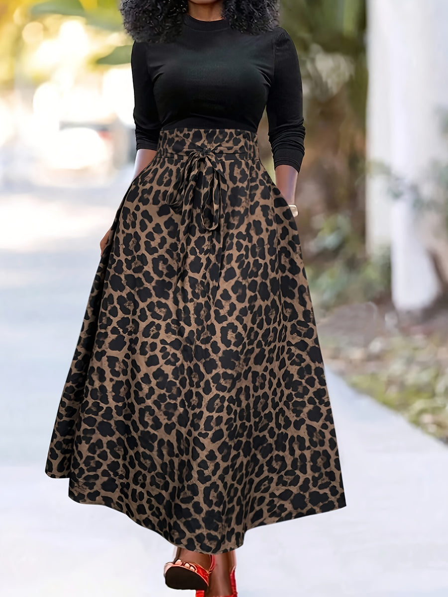 Leopard Print Skirt - Dark Brown