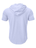 European and American Cross-Border Hooded Casual Sweatshirt for Men, Solid Color Hoodie Top, Men's Sportswear, Fitness Men's Short-Sleeve T-Shirt - White