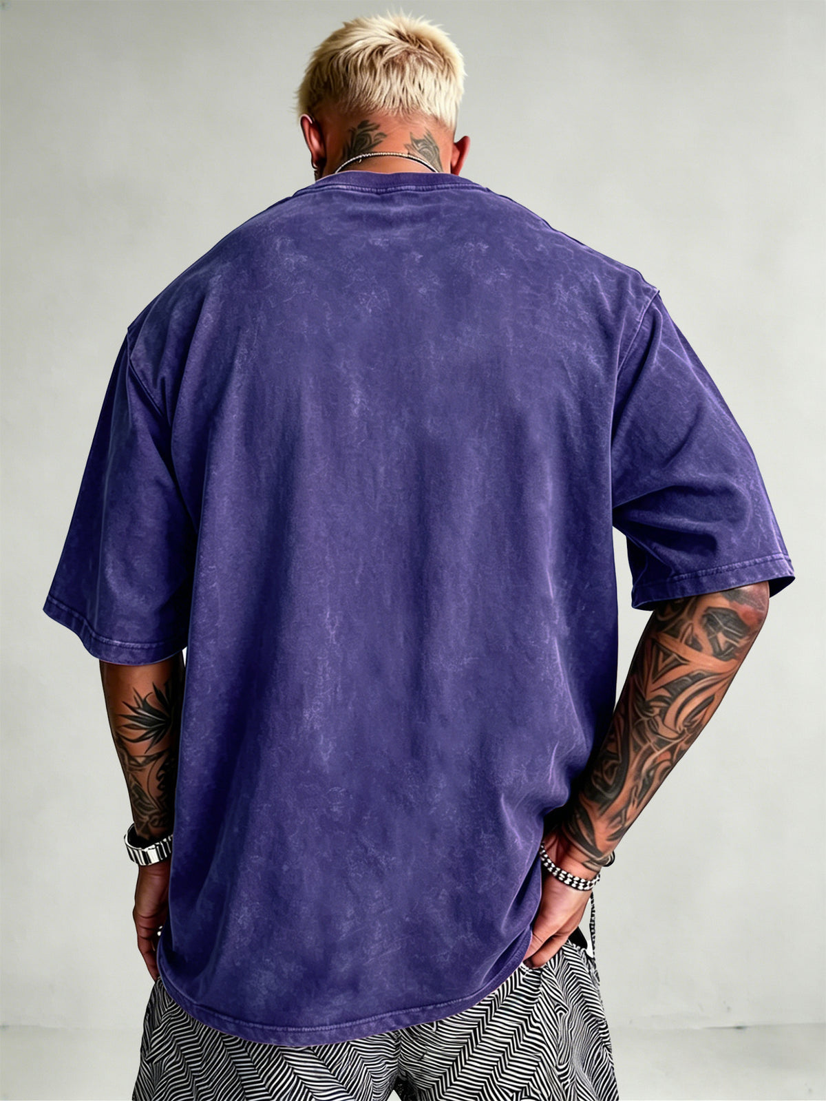 Men's Heavyweight Short Sleeve Washed Vintage Fashion Print Retro Acid Wash Distressed Design Street Trendy  Breathable Heavyweight Fabric Hip Hop Gym Athletic Tee 2026 Summer - Royal Blue