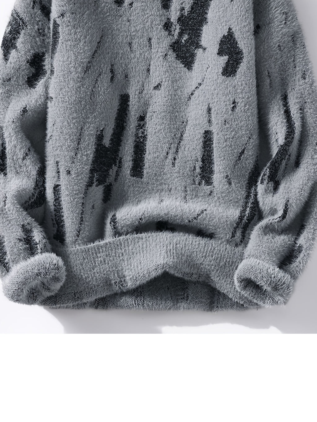 SENMEIGUO 2026 Autumn And Winter Men'S Mink Faux Fur Semi High Neck with Fleece Warm And Fashionable Casual Bottom Top - Grey