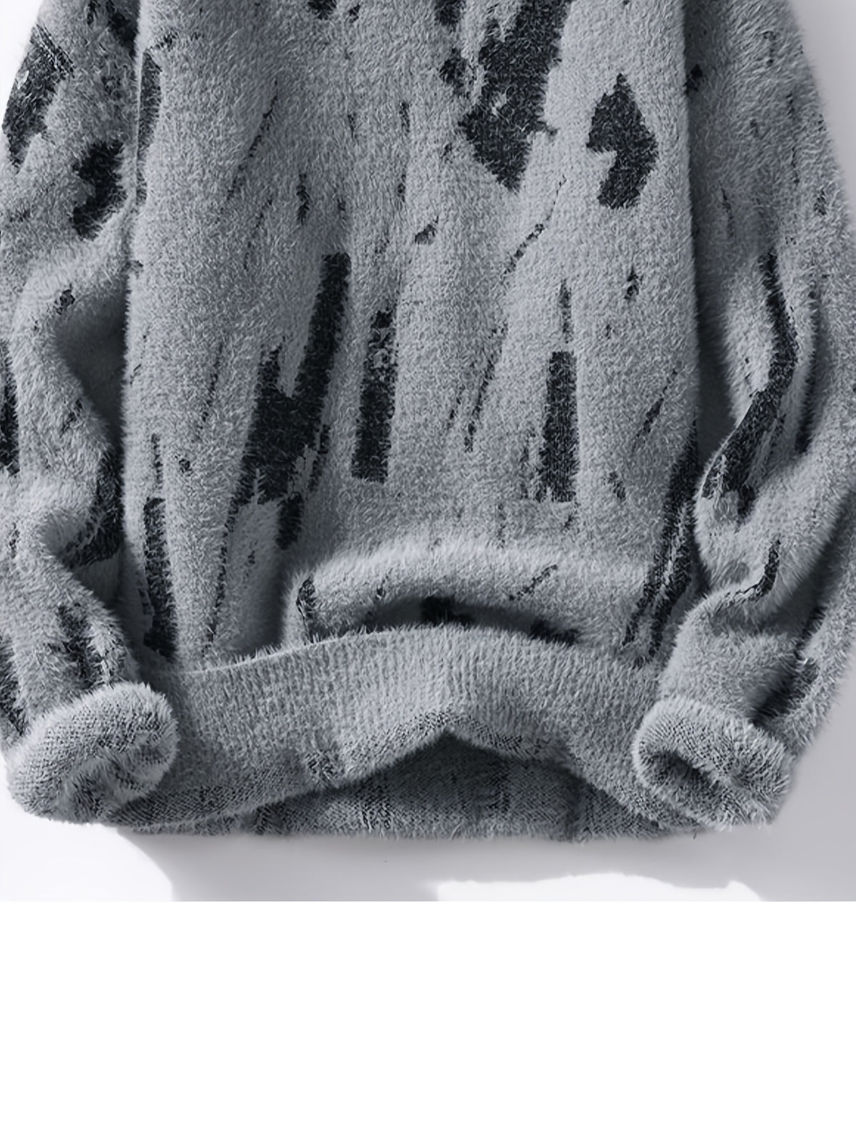 SENMEIGUO 2026 Autumn And Winter Men'S Mink Faux Fur Semi High Neck with Fleece Warm And Fashionable Casual Bottom Top - Grey