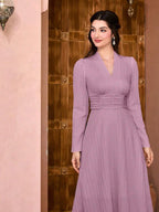 Fashion Casual Solid Color Women's Maxi Dress - Pink Purple