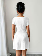 Women'S Summer Jacquard Sexy Slim Fit Mini Dress - White