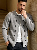 Autumn Winter Men'S Fashion Sweater Men'S Clothing Double-Breasted Knit Cardigan Top Casual Versatile Jacket - 10531-26311 Gray