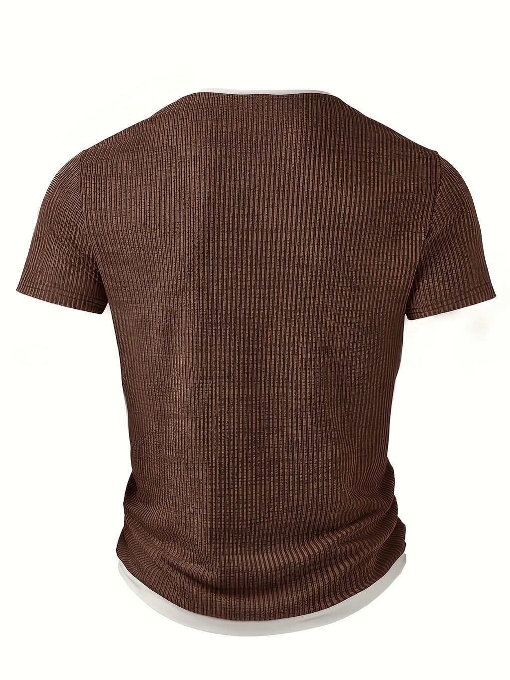 Men'S Fashion Men'S Top, Spring Summer Casual Textured Ribbed Fabric Contrast Color Patchwork Round Neck Short Sleeve Men'S Henley Shirt - Olive Green