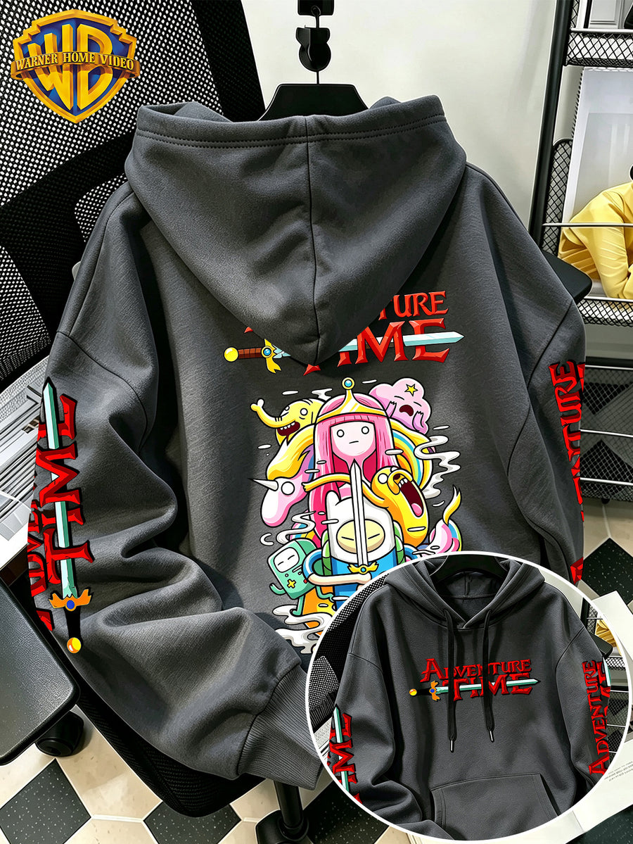 By Warner Bros., 2026 New Adventure Treasure Print, Men's Hoodie, Hooded Sweatshirt, Kangaroo Pocket and Drawstring Hat, Suitable for Daily and Outdoor Sports Wear, Autumn and Winter Warm Jacket, Fashionable Jacket - Dark Gray