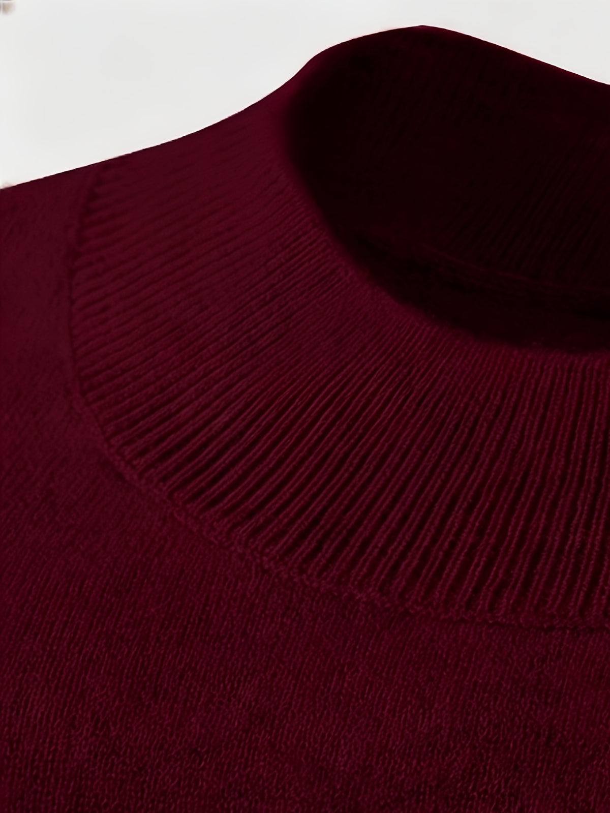 2026 New Men'S Thick High-End Semi High Neck Knitted Sweater Light Luxury Solid Color Warm Sweater Base Sweater - Burgundy
