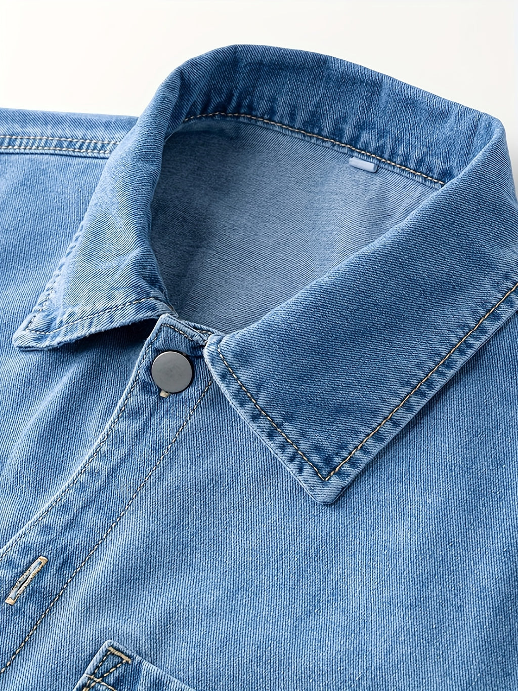 9029# Men'S New Flat-Footed Non-Stretch Denim Shirt Loose Plus Size Versatile Casual Shirt - Sky Blue
