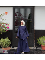 The Hanbok Dress Combines The Elegance of Baju Kurung with The Grace of Hanbok, Seamlessly Blending Into The Timeless Abaya Silhouette - Navy Color