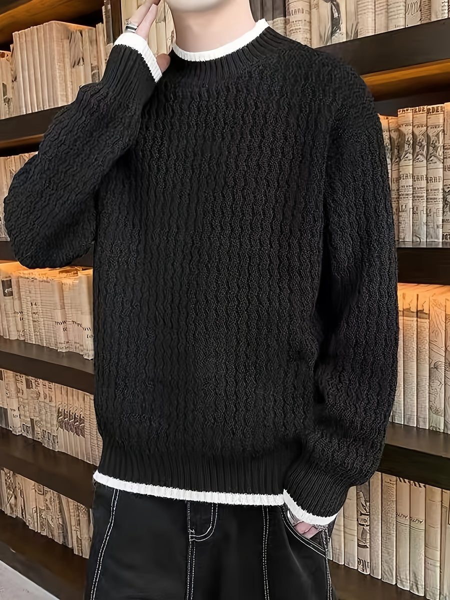 New Autumn and Winter Fashionable and Versatile Casual College Style Loose Round Neck Sweater - Black