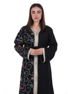 Middle East Women's New Traditional Style Dress Kaftan Robe Jalabiya Festival Evening Gown Abayas Suitable for Holiday Party Wear Women's Evening Dress, Casual Dress with belt - Black