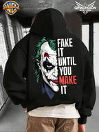 WB Warner Men'S New Trendy Hoodie, Clown-Themed Printed Design Hoodie, Daily Casual Drawstring Hoodie, Long Sleeve Hoodie, Machine Washable, Multifunctional Sports And Leisure Loose Fit Men'S Hoodie - Black