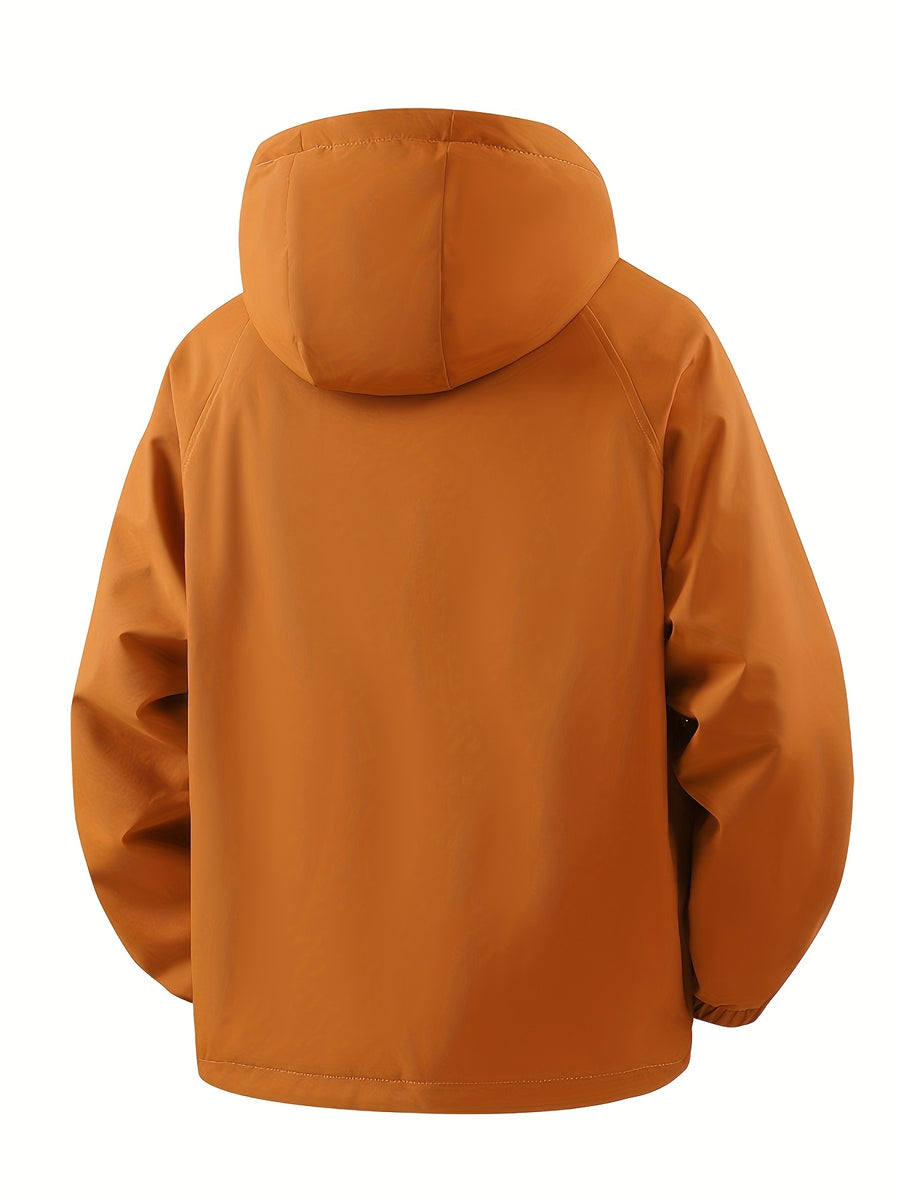 Men'S Jacket, Men'S Casual Outdoor Sports Warm Hooded Jacket, Reversible Jacket, Made of Windproof And Wear-Resistant Fabric, Warm And Comfortable Fall Winter Style 1pc - Orange-Red