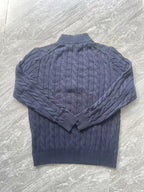 Autumn Winter Korean Style Casual Knit Sweater Half-Zip Stand Collar Lazy Style Pullover Long Sleeve Sweater Men'S - Navy blue color