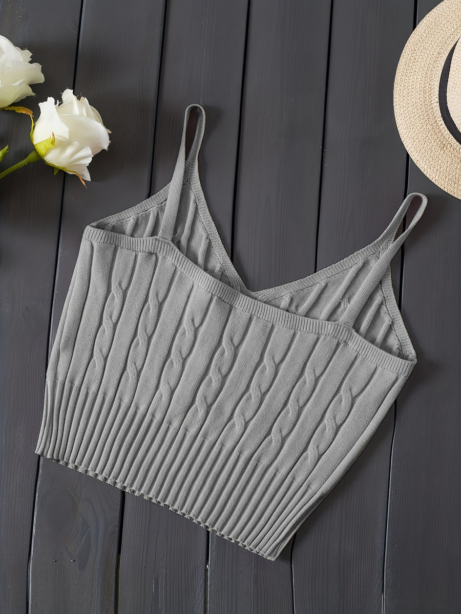 Women'S Stretchy Tank Top - V-Neck Sleeveless Casual Vest with Ribbed Texture, Beige, Versatile for Layering or Standalone Outfits, Allseason Apparel | Vneck Design | Construction, Ladies Tank Tops - Light Grey