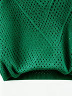 Women's Pullover V-Neck Soft Sweater, Loose Hollow-Out Top, Gentle Style Top, Fashionable, Soft Fabric, Versatile Long-Sleeve Batwing Shirt, Breathable Cover-Up - Emerald Green