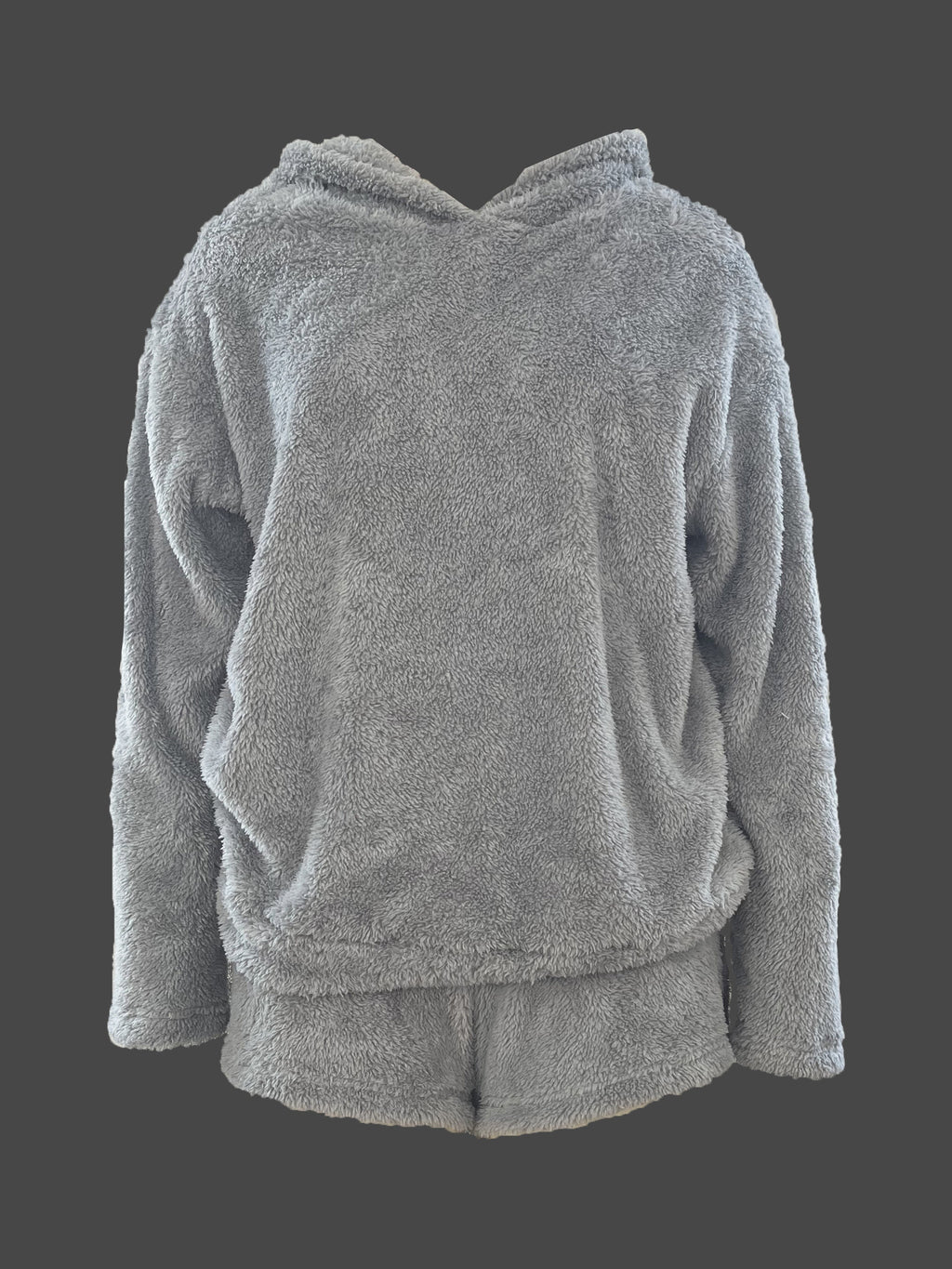 Fashion Women's Casual Solid Color Long Sleeve Hooded Set - Space Gray