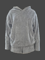 Fashion Women's Casual Solid Color Long Sleeve Hooded Set - Space Gray