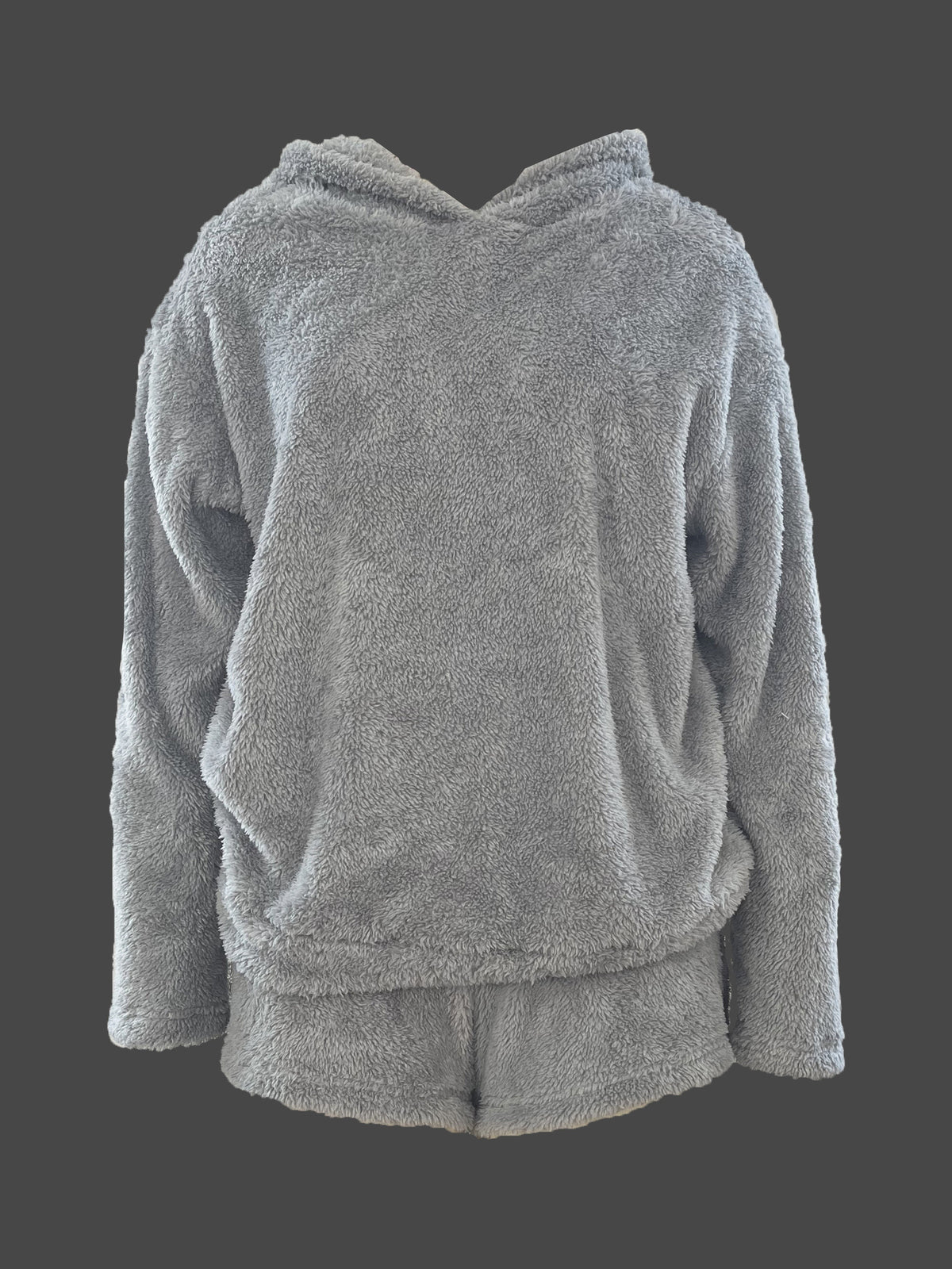 Fashion Women's Casual Solid Color Long Sleeve Hooded Set - Space Gray