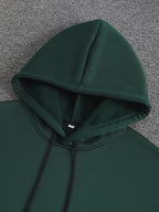 Men'S Autumn Winter Letter Print Hooded Sweatshirt, Versatile Sport Casual Loose Hoodie - Green