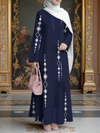 New Muslim Women'S Abaya, Women'S Dress Loose Fit, Casual Fashion, Easy Long Sleeve, Fashionable Pattern, Temperament All-Match Long Dress (Headscarf Additions Not Included) - Mixed colors