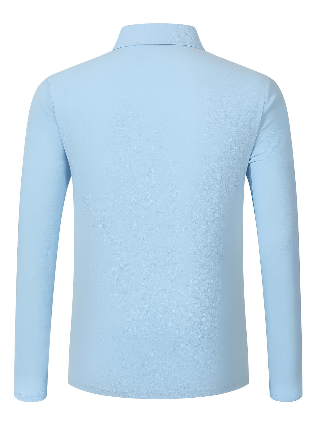 Autumn New Men'S Long Sleeve Shirt Casual Vacation Lapel Golf Long Sleeve - Sky Blue