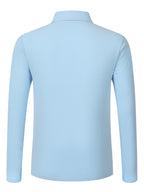 Autumn New Men'S Long Sleeve Shirt Casual Vacation Lapel Golf Long Sleeve - Sky Blue