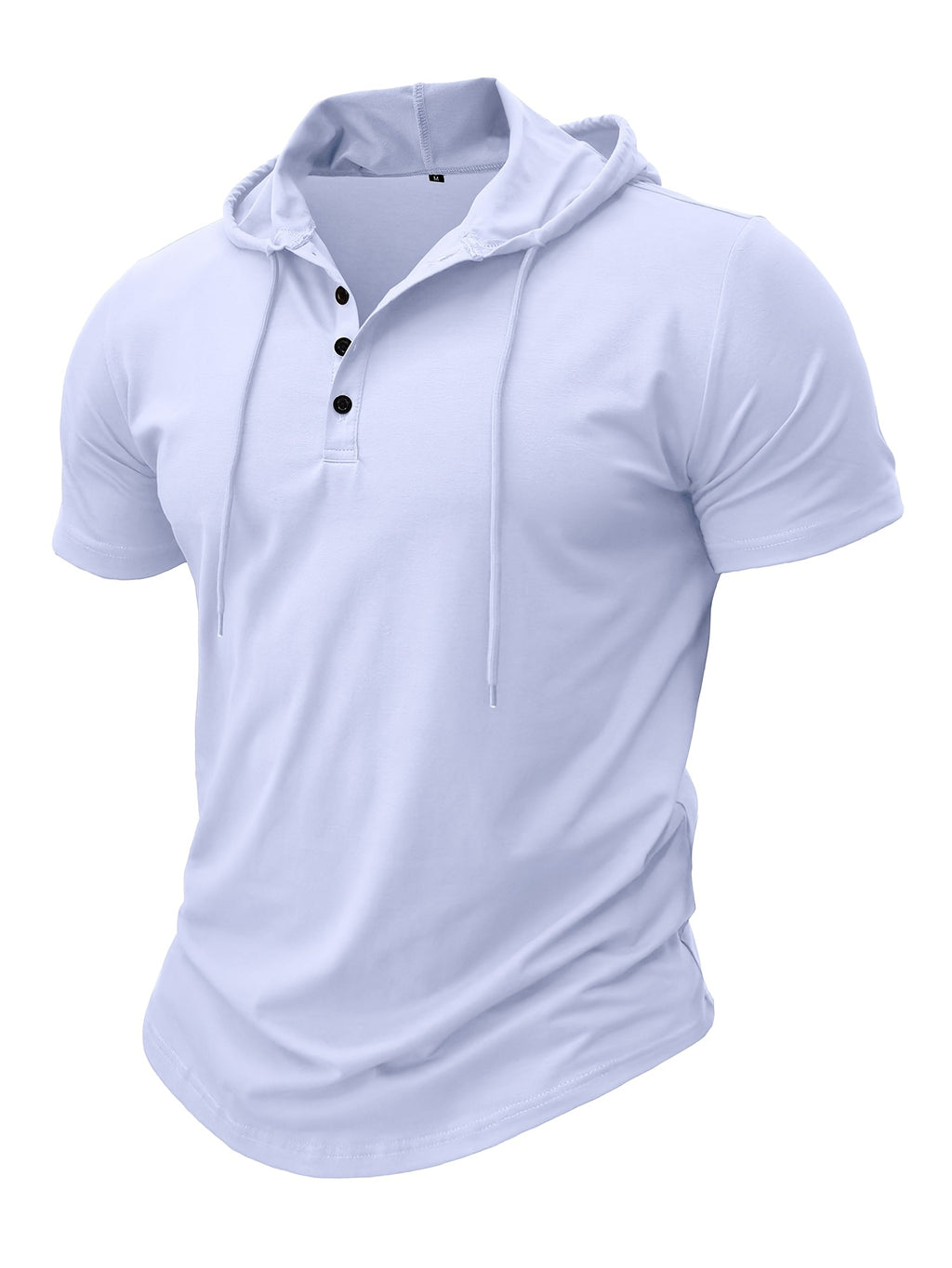 European and American Cross-Border Hooded Casual Sweatshirt for Men, Solid Color Hoodie Top, Men's Sportswear, Fitness Men's Short-Sleeve T-Shirt - White