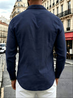 Men's 2pcs Linen Long Sleeve Lapel Shirt, Wrinkle-Resistant, Breathable, Lightweight Pointed Collar Casual Shirt, Chest Pocket Design, Full Button-Front, Loose and Comfortable Fit, Skin-Friendly Soft Quick-Drying Fabric, Solid Color Men's Business - Tibetan + Gray