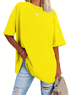 A Very Trendy Solid-color Women's Fashion T-shirt That Is Perfect for Spring and Summer, and Versatile Enough for All Seasons and All Body Types! - Bright Yellow