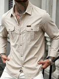Men'S Autumn/Winter Casual Long-Sleeve Shirt, Quick-Dry Top T-Shirt, Fashionable And Versatile Men'S Clothing, Suitable for Daily Work, Shopping, Travel, Vacation, Or Leisure Activities. It Can Also Be Given As a Gift to Others - Beige Color